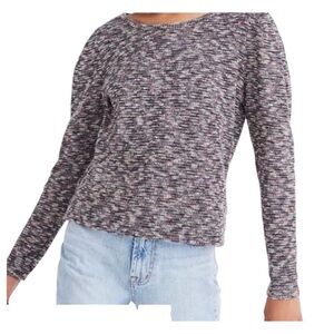 Madewell Knit Sweater Size Large Marled Gray, Pink, Blue